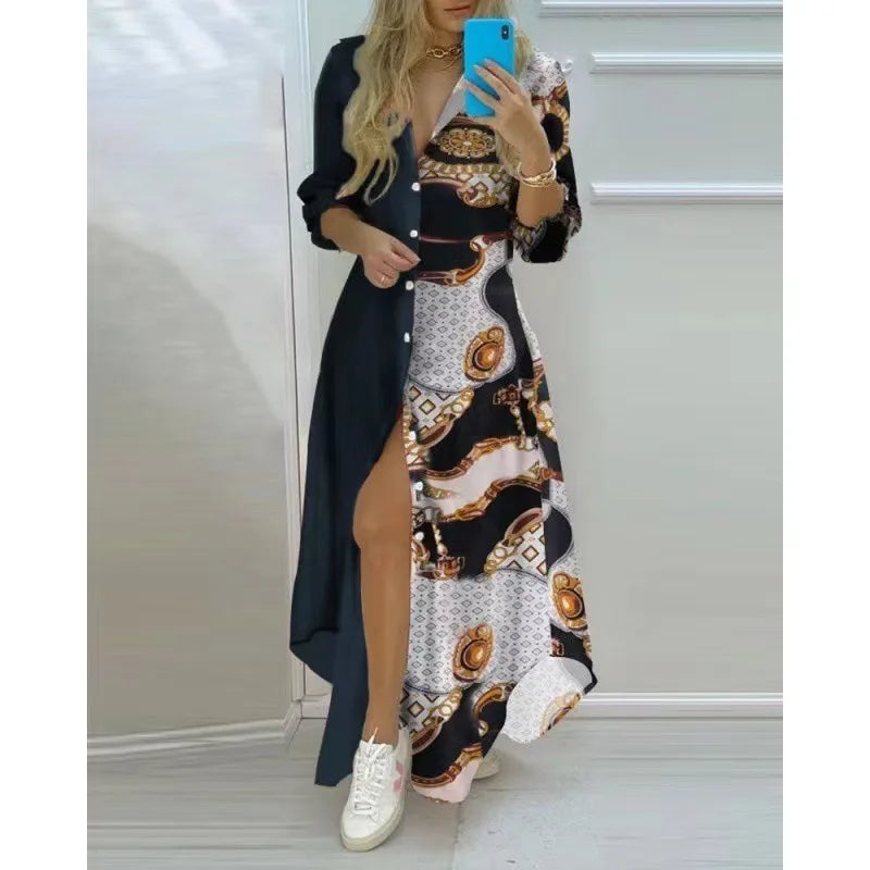 Bohemian maxi beach dress with prints
