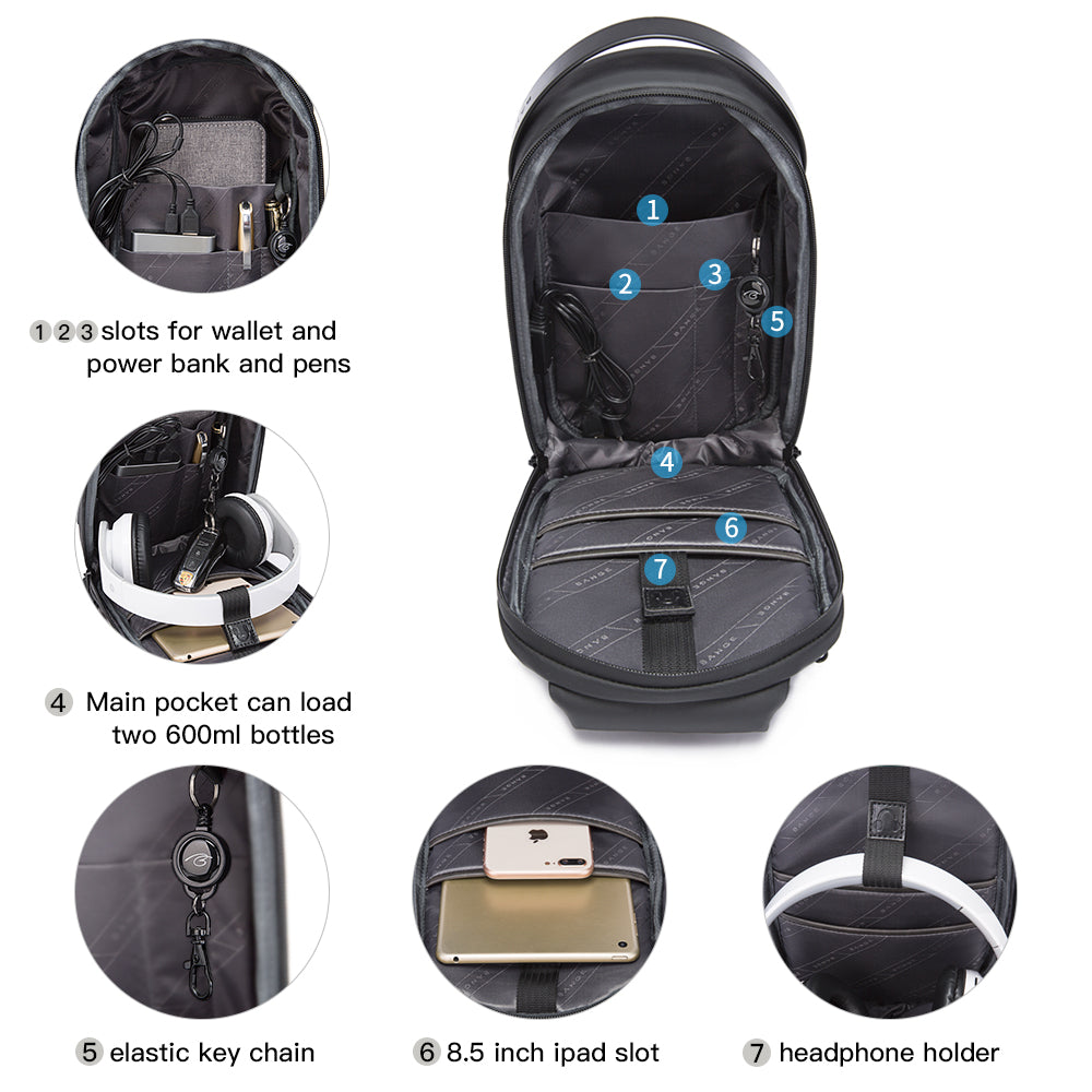 Sac à bandoulière BANGE pour homme, imperméable, avec port de chargement USB 2