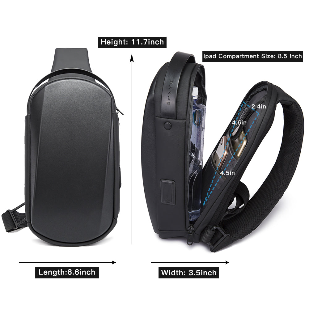 Sac à bandoulière BANGE pour homme, imperméable, avec port de chargement USB 3