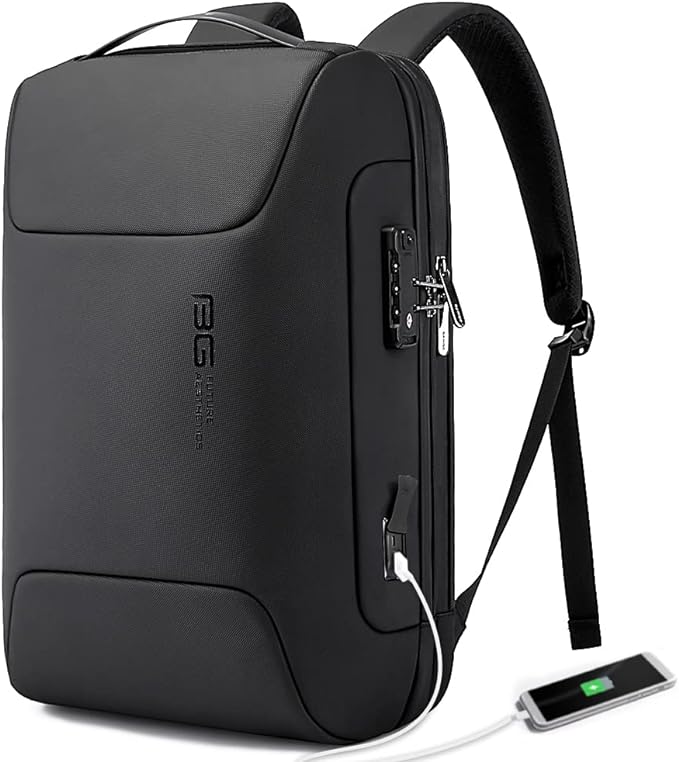 Sac à dos antivol BANGE avec port de chargement USB, sac à dos professionnel léger pour hommes et femmes 0