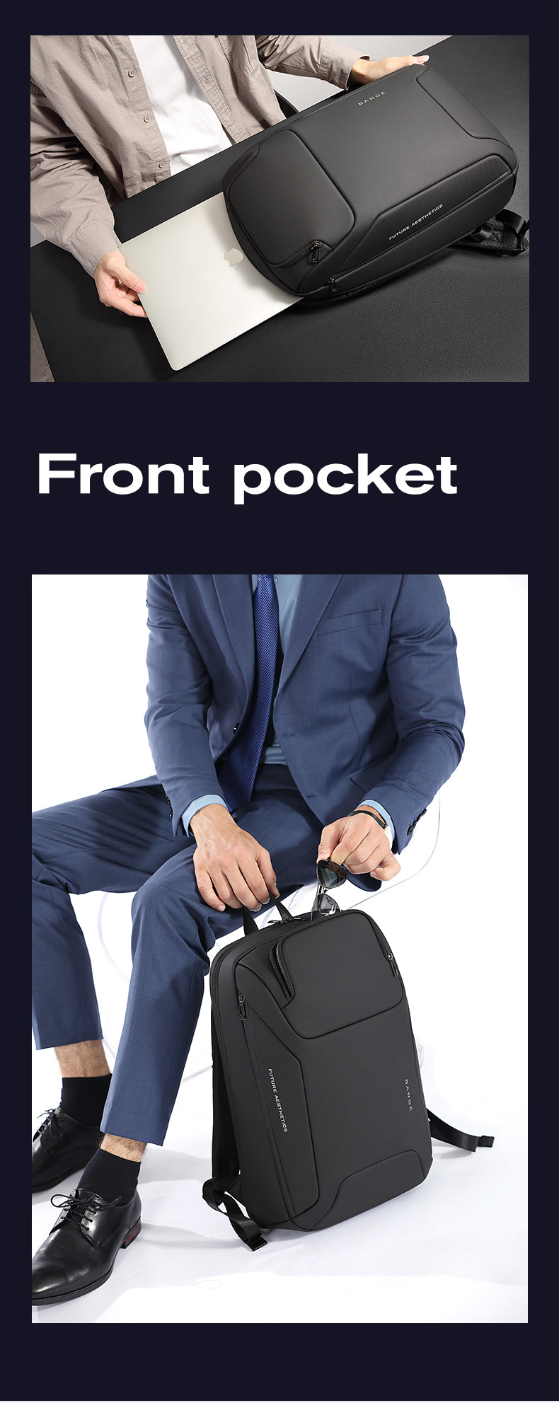 Sac à dos d'affaires minimaliste BANGE avec port USB 8