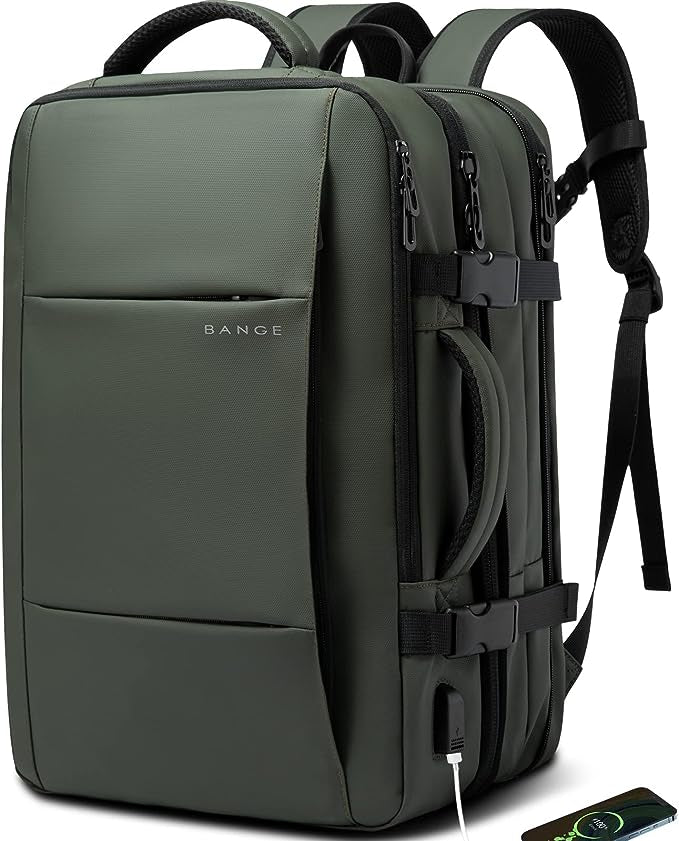 Sac à dos de voyage BANGE Weekender, sac à dos de voyage extensible de 45 L pour avions, sac à dos convertible pour voyage, sac à dos pour ordinateur portable 17,3 pouces résistant à l'eau pour hommes et femmes… 7