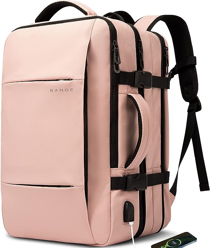 Sac à dos de voyage BANGE Weekender, sac à dos de voyage extensible de 45 L pour avions, sac à dos convertible pour voyage, sac à dos pour ordinateur portable 17,3 pouces résistant à l'eau pour hommes et femmes… 5