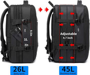 Sac à dos de voyage BANGE Weekender, sac à dos de voyage extensible de 45 L pour avions, sac à dos convertible pour voyage, sac à dos pour ordinateur portable 17,3 pouces résistant à l'eau pour hommes et femmes… 2