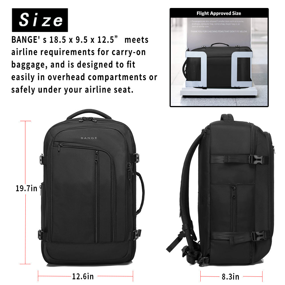 Sac à dos de voyage BANGE, sac week-end de 40 litres avec homologation FAA (sac à dos à 3 compartiments) 1