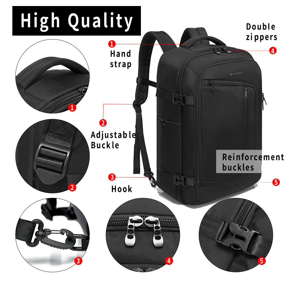 Sac à dos de voyage BANGE, sac week-end de 40 litres avec homologation FAA (sac à dos à 3 compartiments) 3