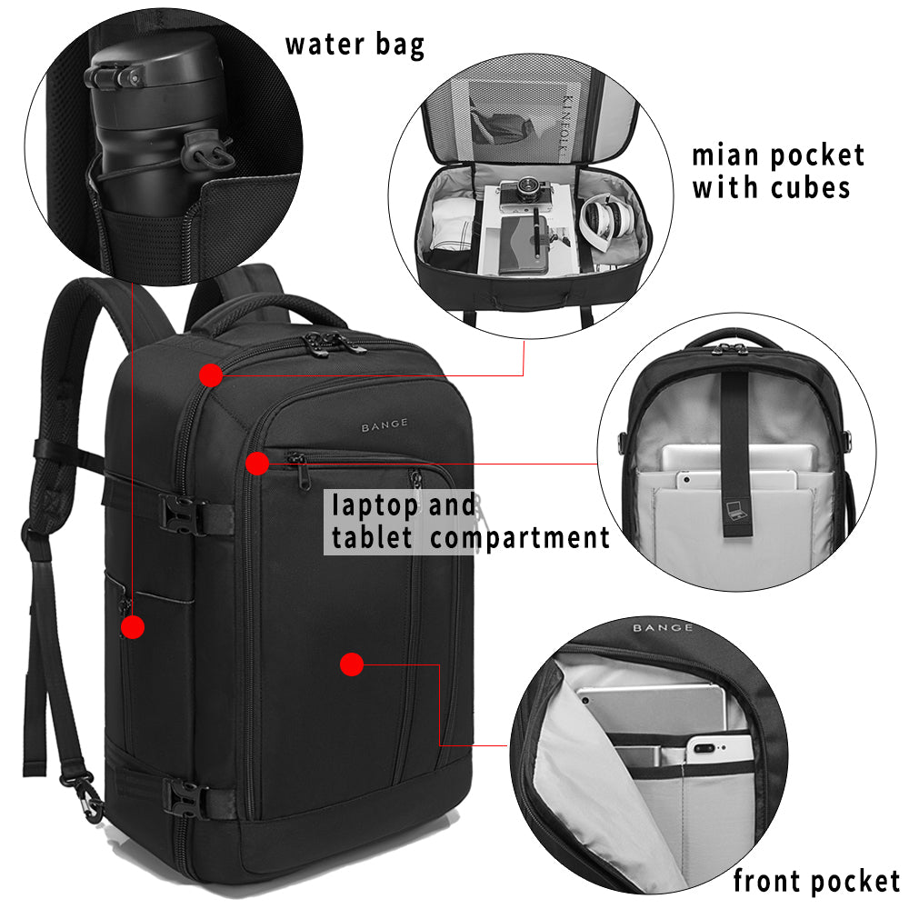 Sac à dos de voyage BANGE, sac week-end de 40 litres avec homologation FAA (sac à dos à 3 compartiments) 4