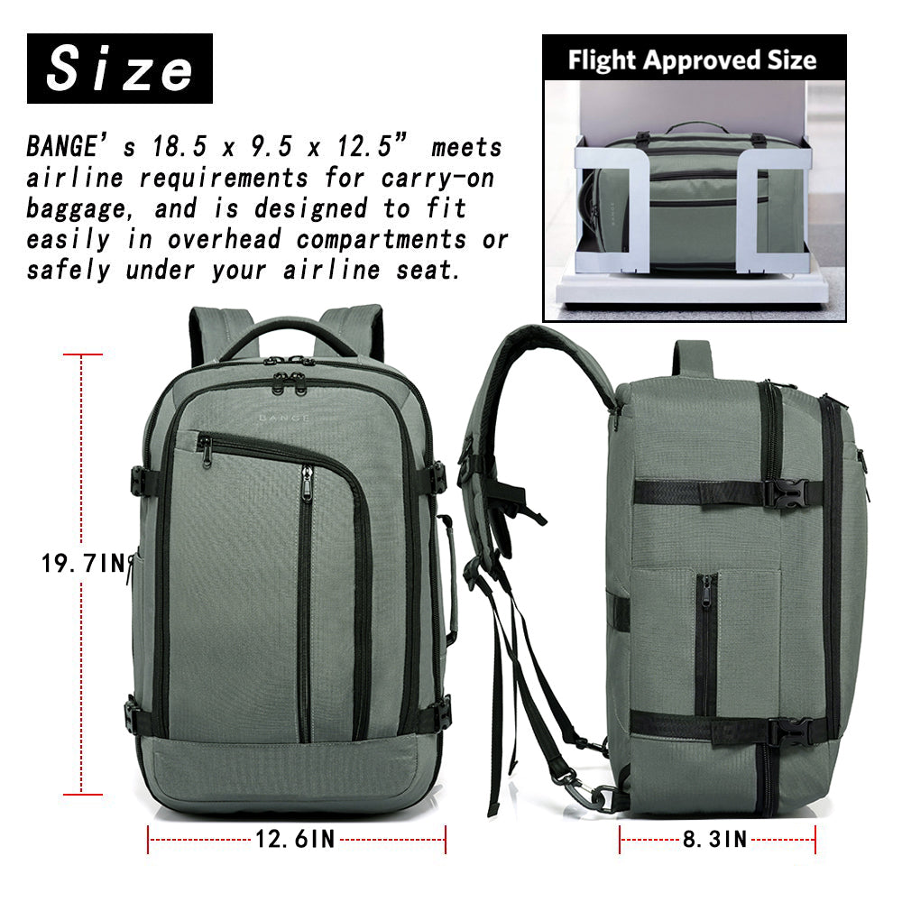 Sac à dos de voyage BANGE, sac week-end de 40 litres avec homologation FAA (sac à dos à 3 compartiments) 8