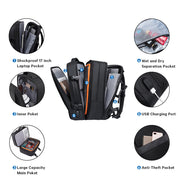 Sac à dos de voyage d'affaires BANGE 45 L, sac à dos de bagage à main, sac de voyage convertible durable, compatible avec ordinateur portable 17,3 pouces, pour hommes et femmes 1
