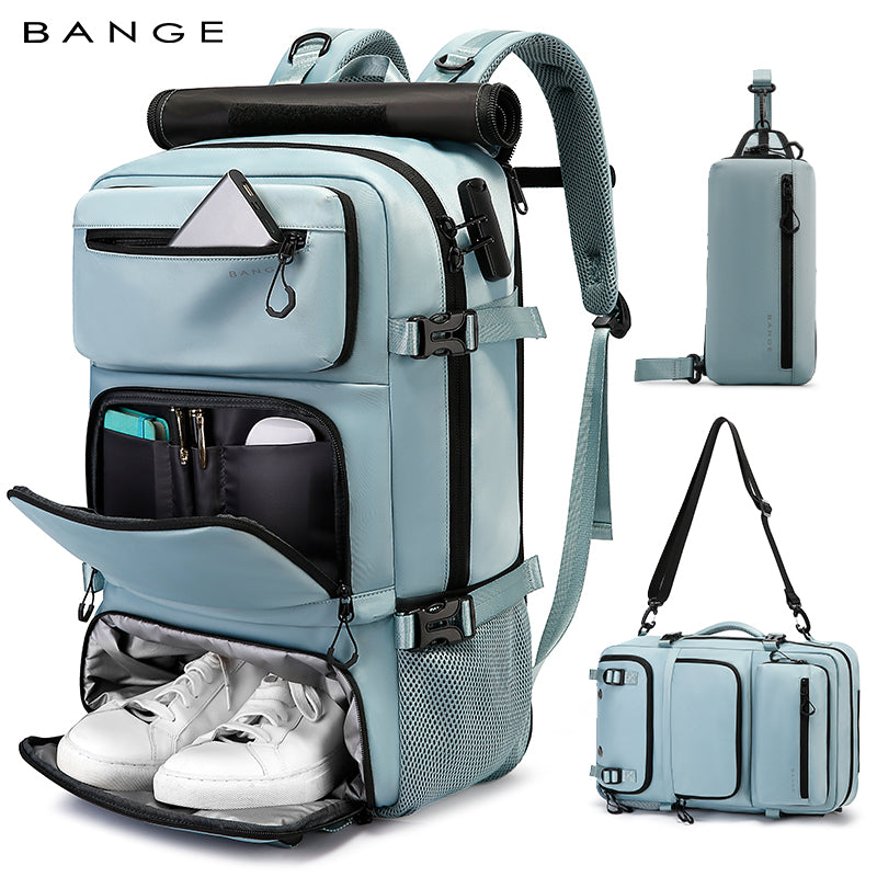 Sac à dos de voyage multifonctionnel BANGE avec protection antivol amovible et compartiments à chaussures 1