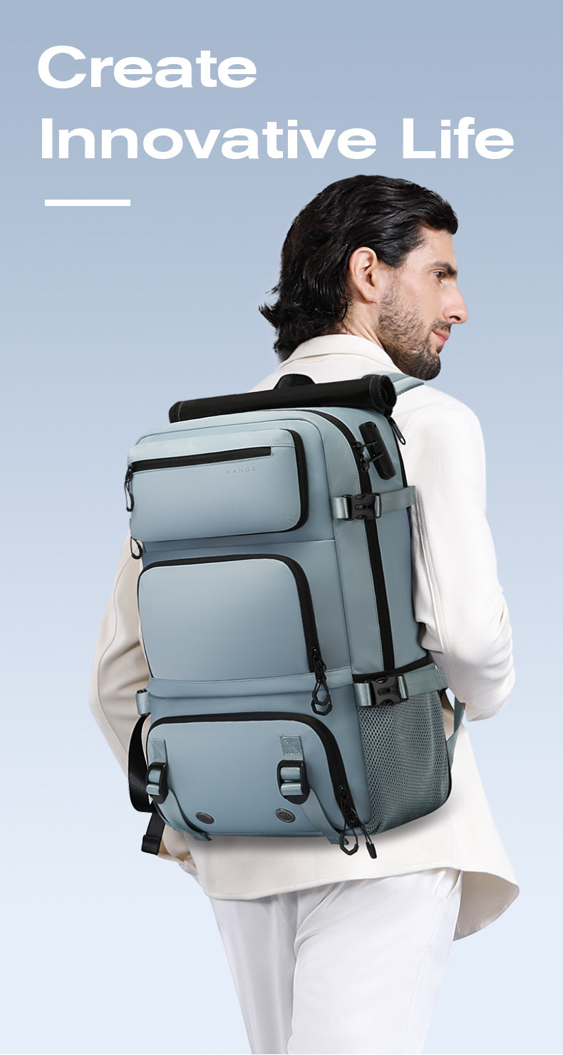 Sac à dos de voyage multifonctionnel BANGE avec protection antivol amovible et compartiments à chaussures 4