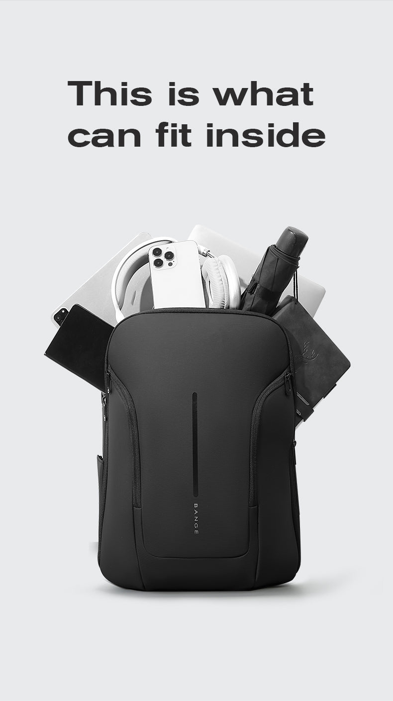 Sac à dos élégant et étanche pour ordinateur portable BANGE, pour les déplacements urbains, avec port USB et ordinateur portable de 15,6 pouces 7
