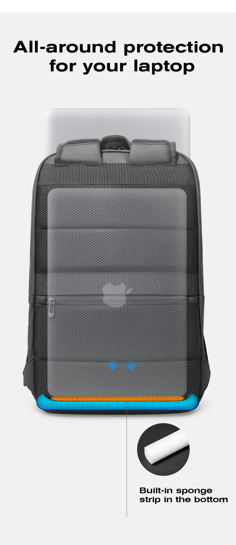 Sac à dos élégant et urbain pour ordinateur portable 15,6 pouces BANGE, idéal pour les déplacements professionnels et quotidiens 6