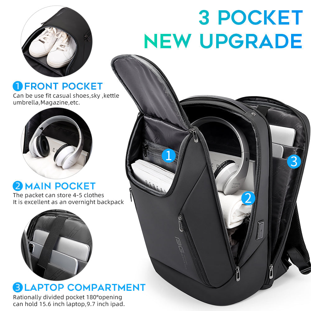 Sac à dos étanche BANGE Business pour ordinateur portable 15,6 pouces avec chargement USB 2