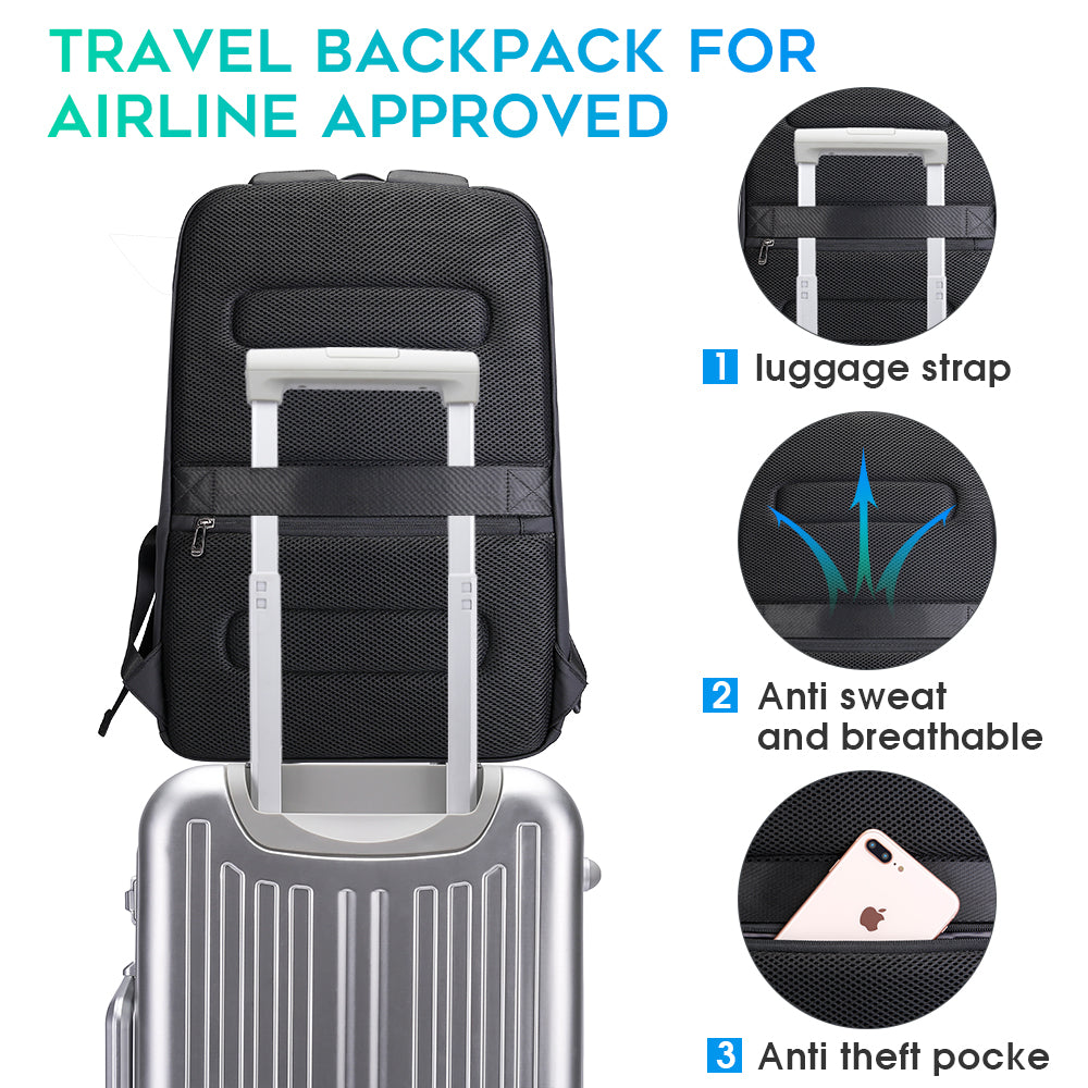 Sac à dos étanche BANGE Business pour ordinateur portable 15,6 pouces avec chargement USB 5