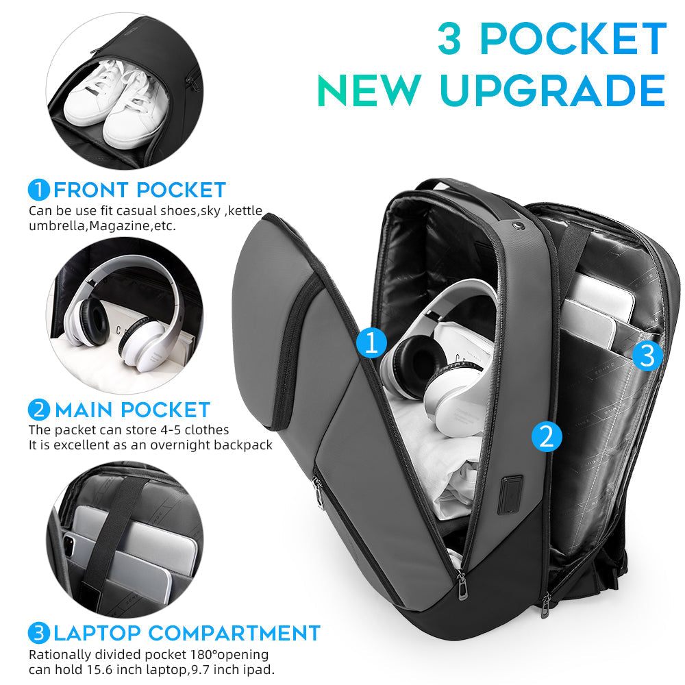 Sac à dos étanche BANGE Business pour ordinateur portable 15,6 pouces avec chargement USB 8