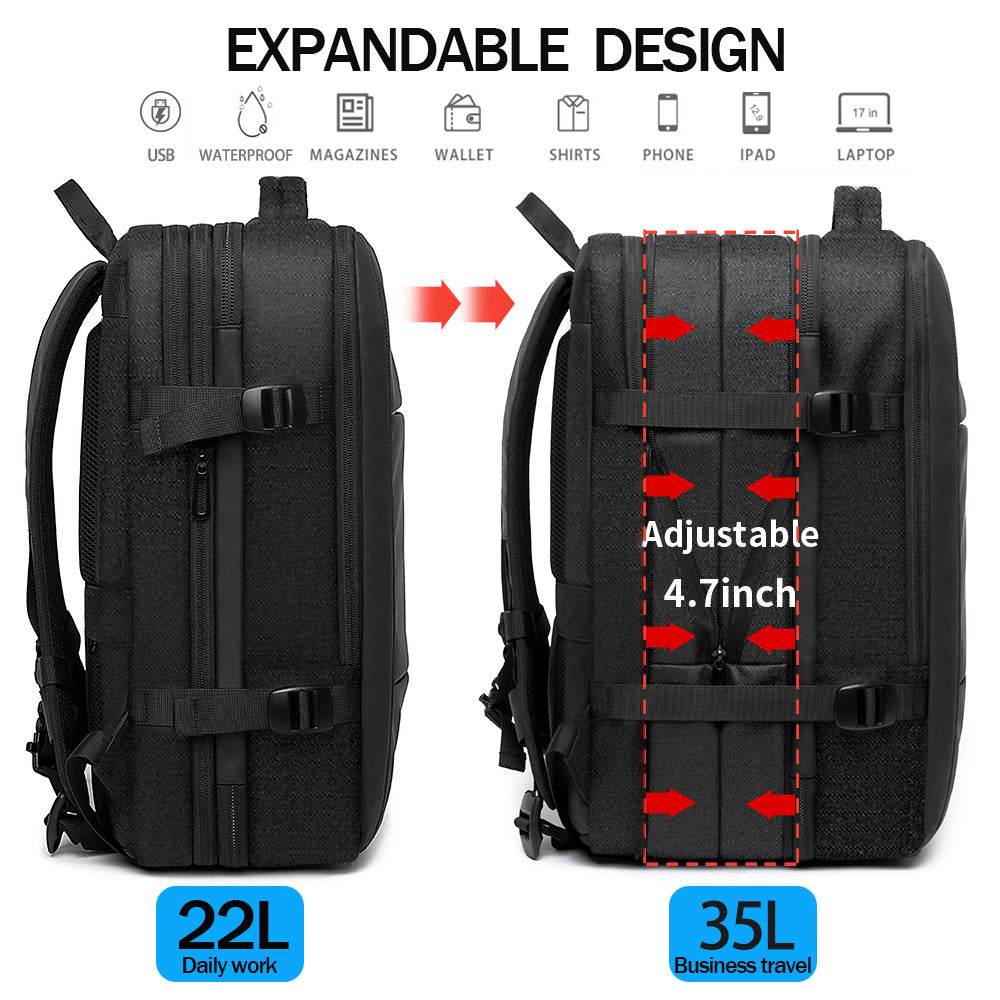 Sac à dos extensible imperméable pour voyage d'affaires BANGE, approuvé pour les vols, bagage à main 4
