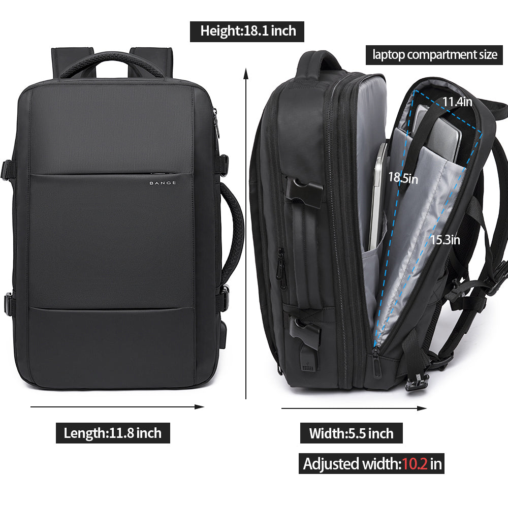Sac à dos extensible imperméable pour voyage d'affaires BANGE, approuvé pour les vols, bagage à main 7