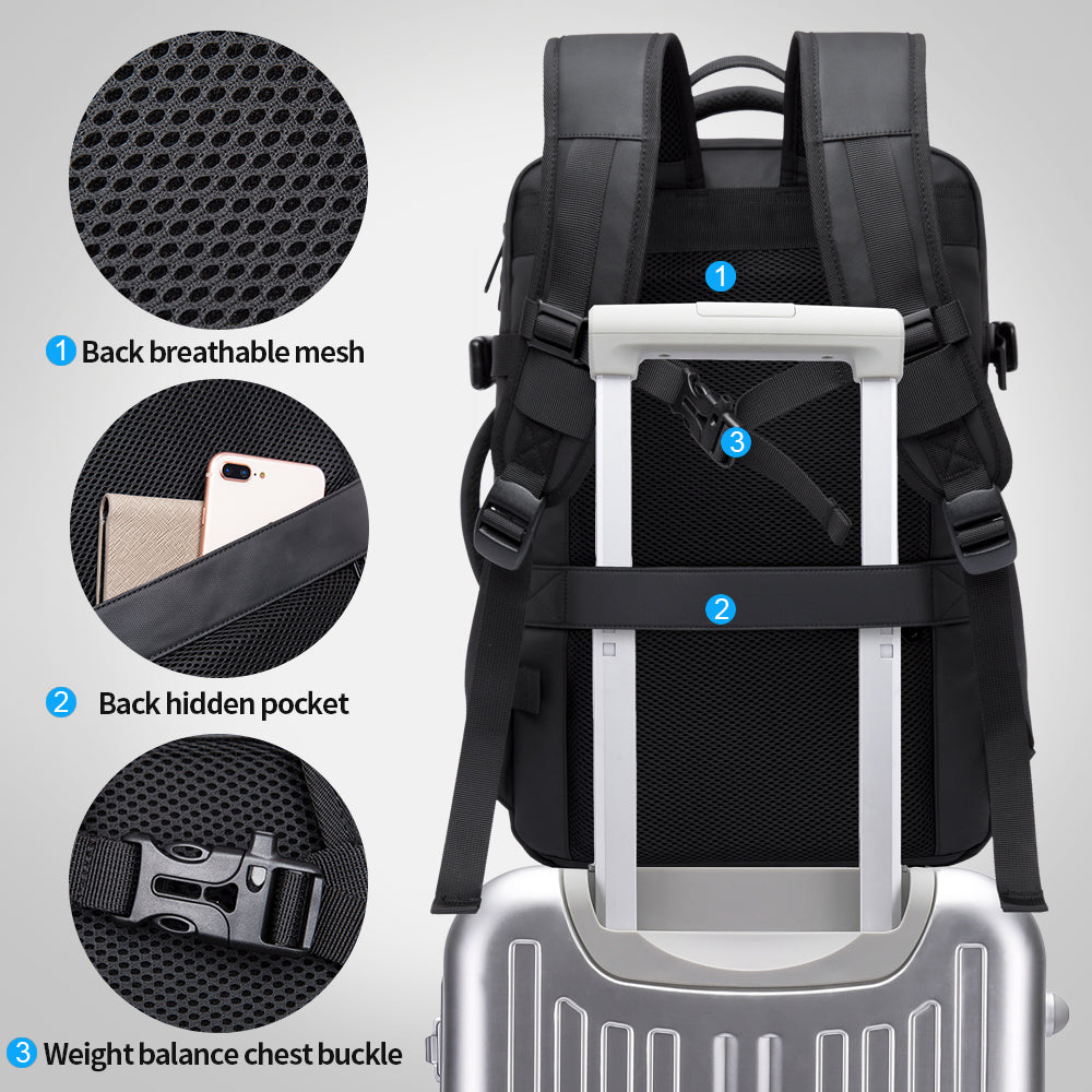 Sac à dos extensible imperméable pour voyage d'affaires BANGE, approuvé pour les vols, bagage à main 8