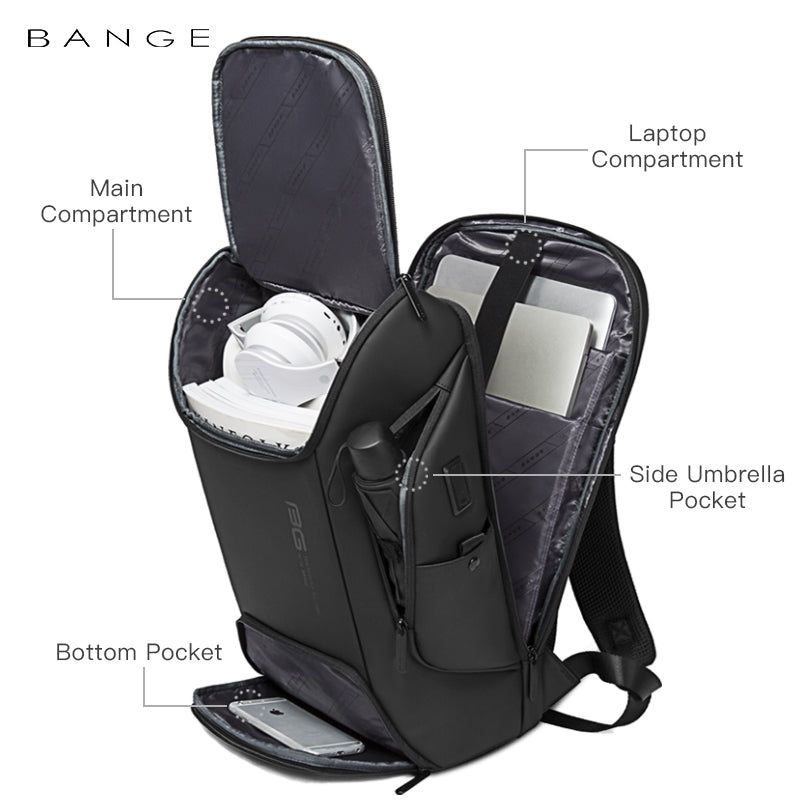 Sac à dos pour ordinateur portable 15,6 pouces BANGE avec port de chargement USB pour homme 2