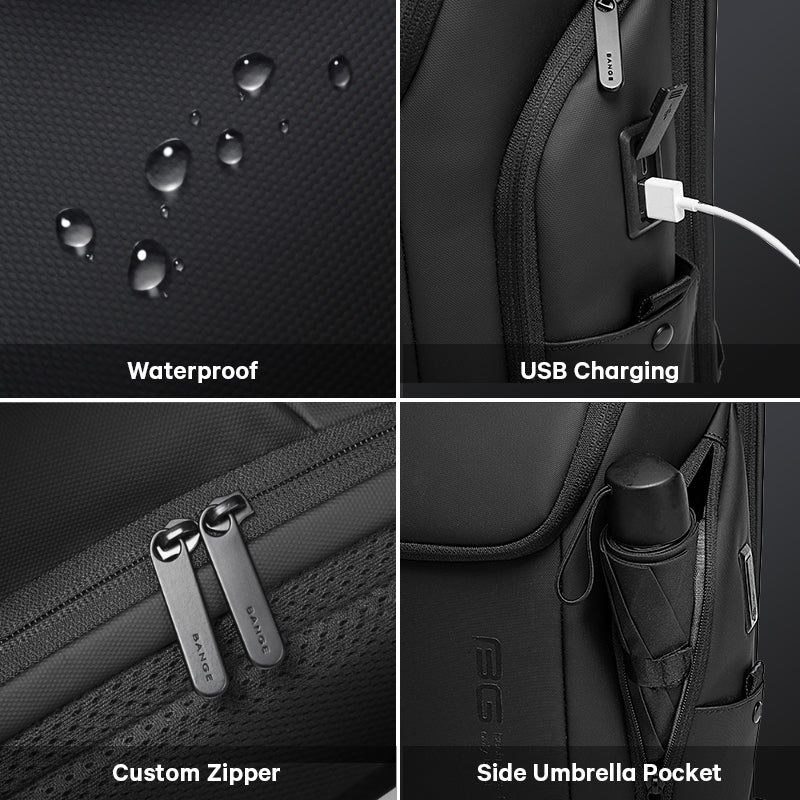 Sac à dos pour ordinateur portable 15,6 pouces BANGE avec port de chargement USB pour homme 5