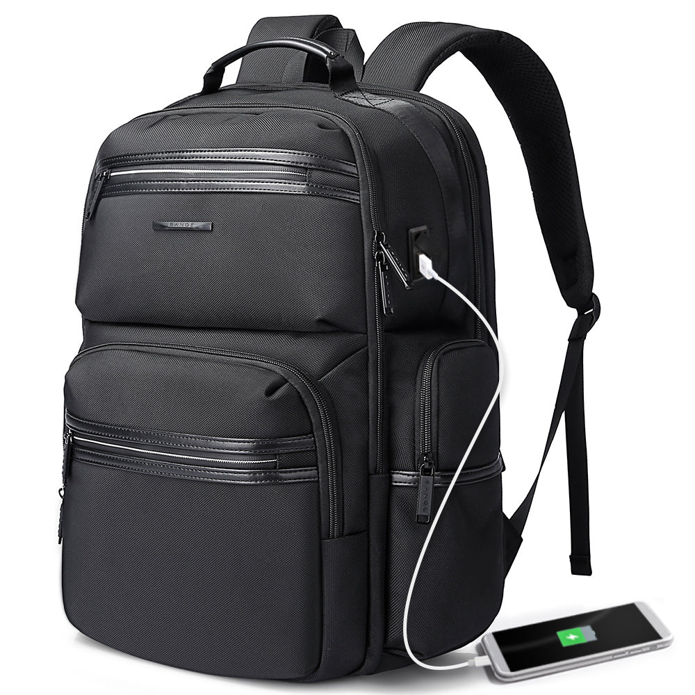 Sac à dos pour ordinateur portable BANGE pour homme, sac à dos de voyage d'affaires avec port de chargement USB, sac à dos de week-end 0