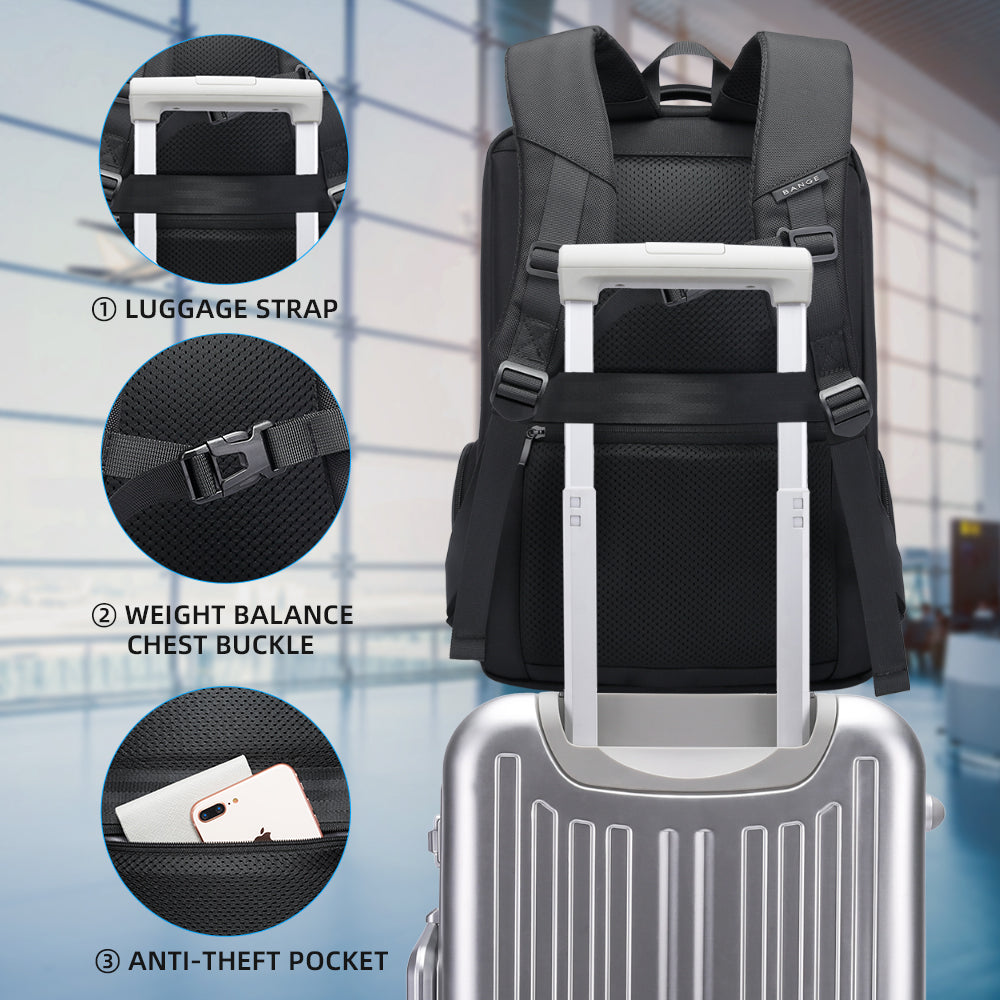 Sac à dos pour ordinateur portable BANGE pour homme, sac à dos de voyage d'affaires avec port de chargement USB, sac à dos de week-end 2
