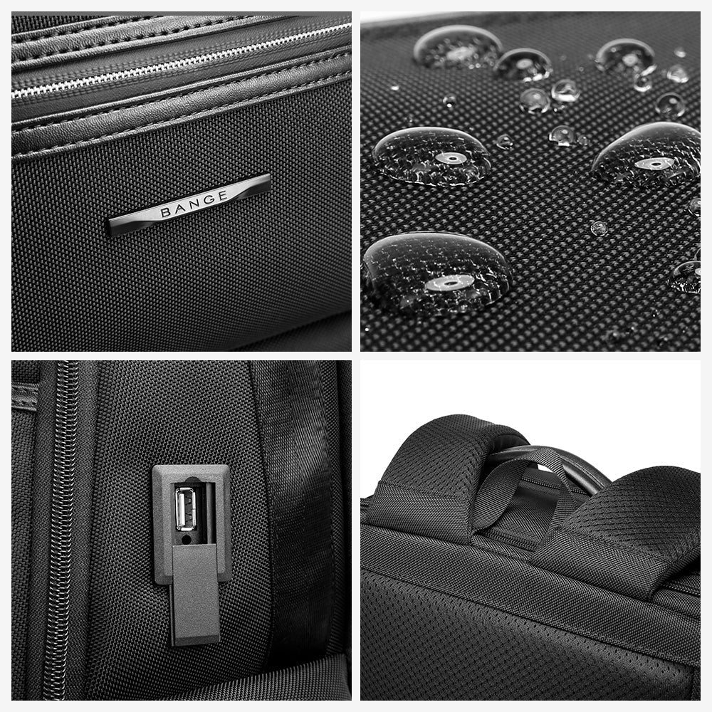 Sac à dos pour ordinateur portable BANGE pour homme, sac à dos de voyage d'affaires avec port de chargement USB, sac à dos de week-end 5