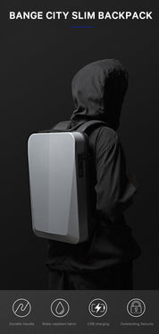 Sac à dos professionnel antivol BANGE Tech à coque rigide avec serrure TSA et port de chargement USB 2