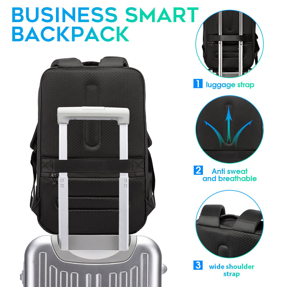 Sac à dos professionnel intelligent BANGE, étanche, compatible avec les ordinateurs portables de 15,6 à 17,3 pouces, avec port de chargement USB 3.0, pour hommes et femmes 1