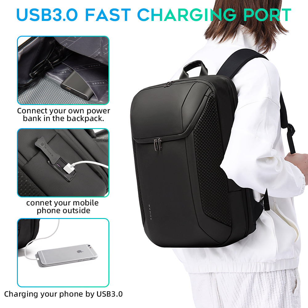 Sac à dos professionnel intelligent BANGE, étanche, compatible avec les ordinateurs portables de 15,6 à 17,3 pouces, avec port de chargement USB 3.0, pour hommes et femmes 3