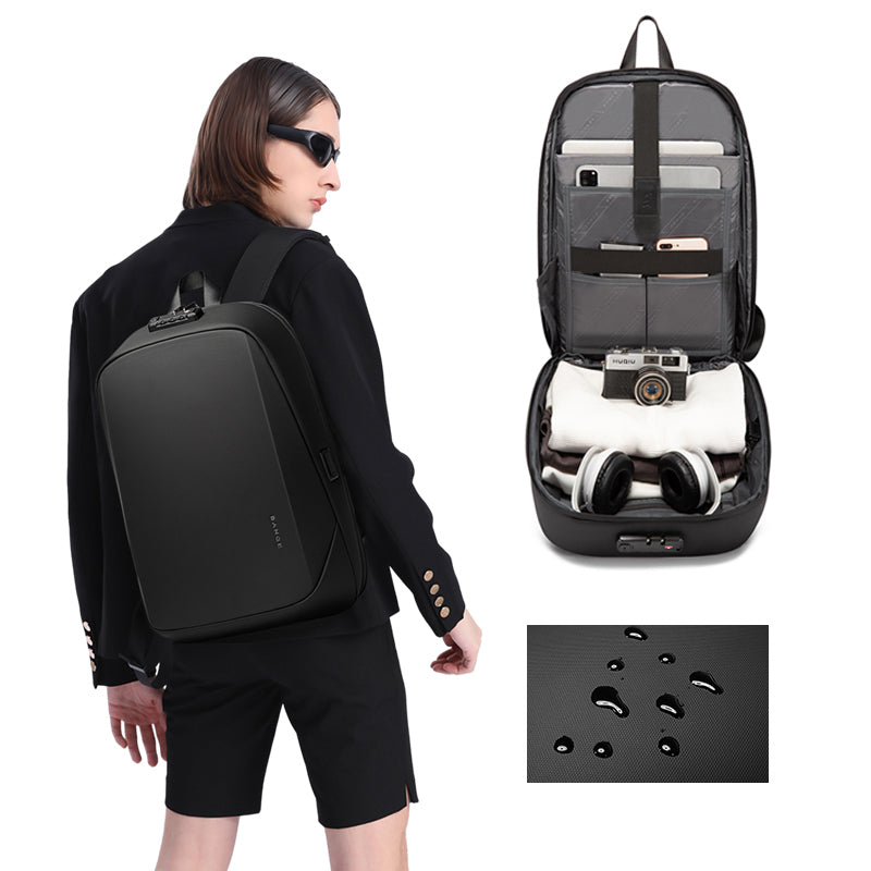 Sac à dos rigide antivol BANGE avec serrure TSA et port USB 1