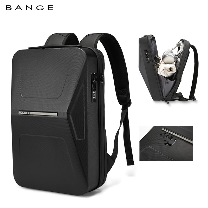 Sac à dos rigide étanche BANGE avec cadenas TSA pour les voyages d'affaires et les déplacements quotidiens 1