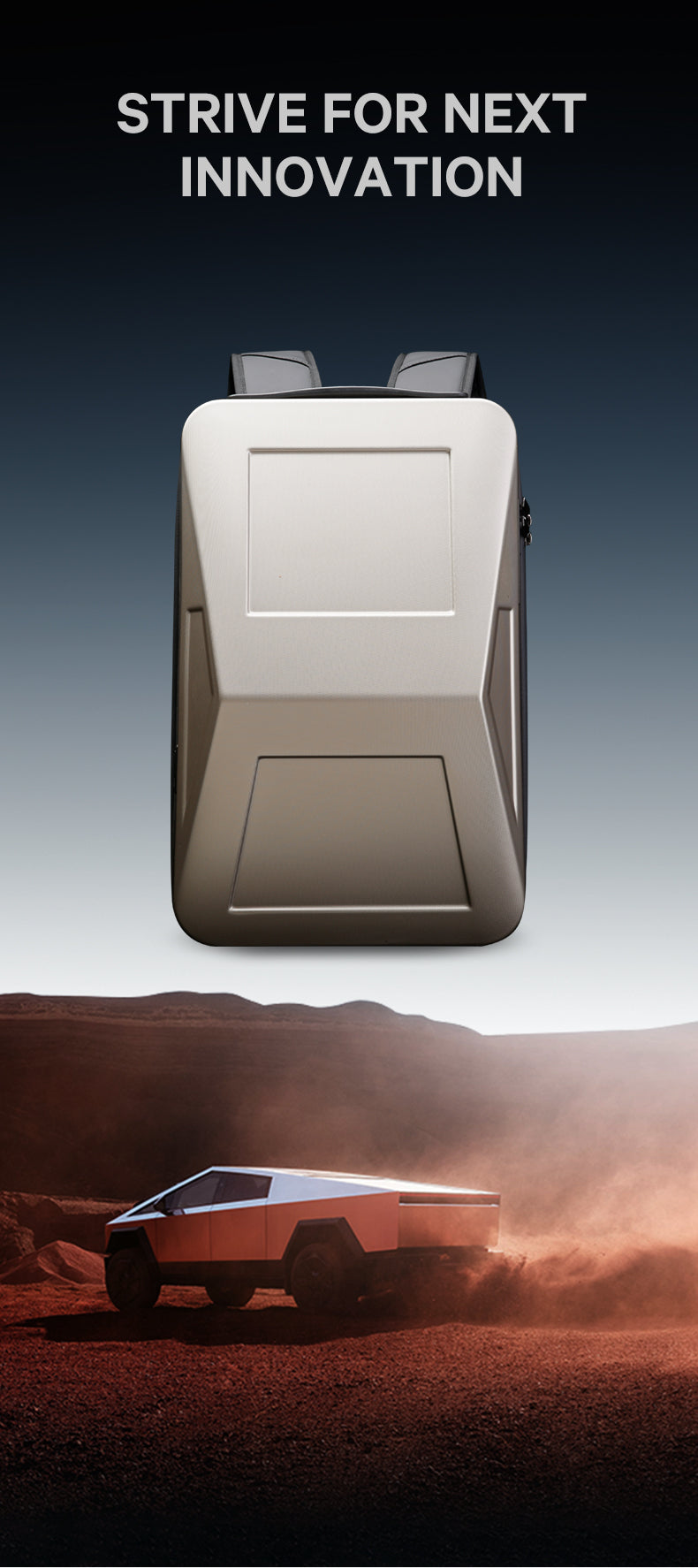 Sac à dos rigide extensible antivol BANGE avec port USB et organiseur 2