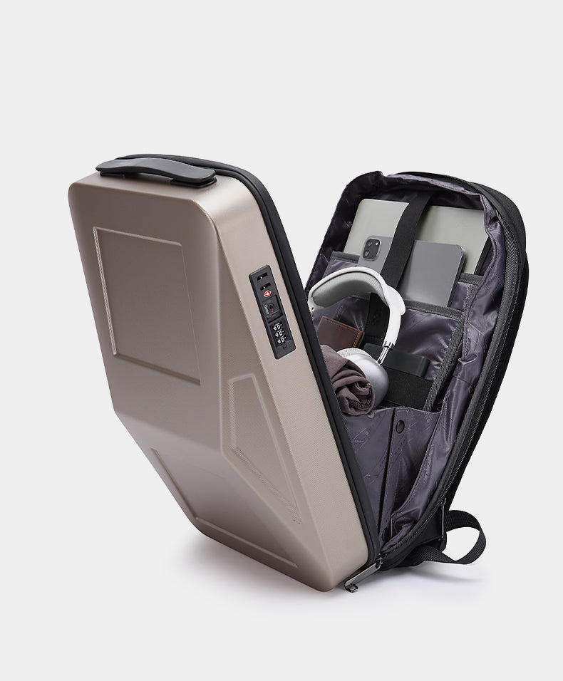 Sac à dos rigide extensible antivol BANGE avec port USB et organiseur 8