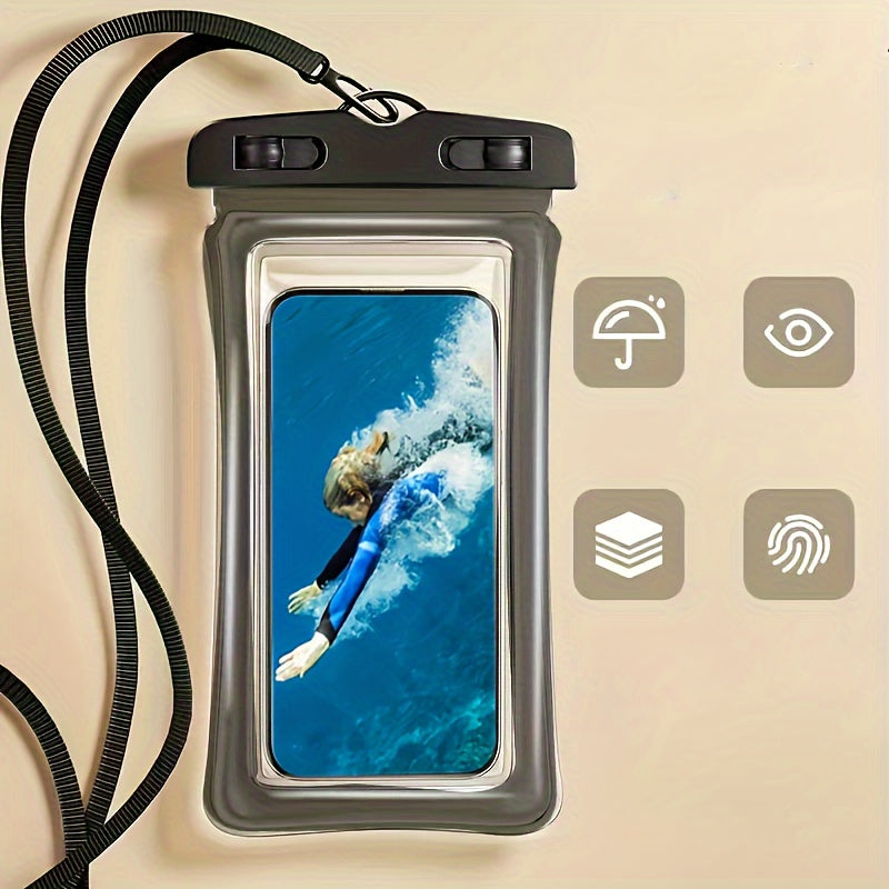 Sac de téléphone imperméable avec ceinture de cou pour la plage et le couverture de smartphone en PVC de voyage pour les appareils de 20 à 32 cm 0