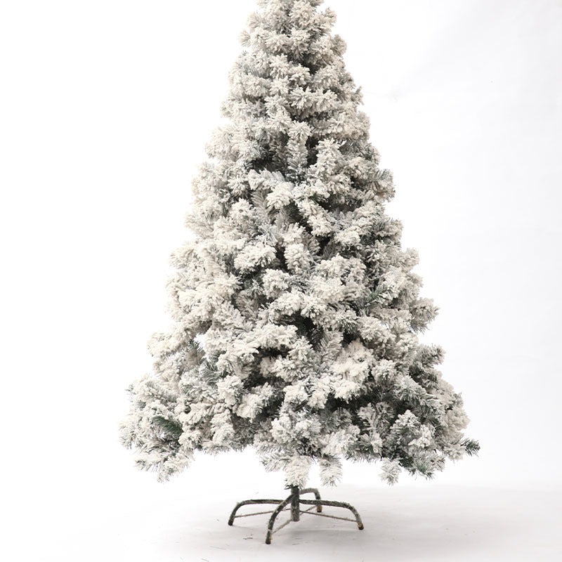 Sapin de Noël décoré de neige artificielle floquée 1