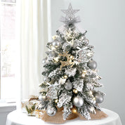 Sapin de Noël miniature de 60 cm avec lumières, décoration artificielle de table avec neige floquée, décoration raffinée et boules de Noël pour la maison et le bureau 1