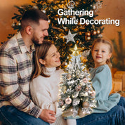 Sapin de Noël miniature de 60 cm avec lumières, décoration artificielle de table avec neige floquée, décoration raffinée et boules de Noël pour la maison et le bureau 4