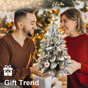 Sapin de Noël miniature de 60 cm avec lumières, décoration artificielle de table avec neige floquée, décoration raffinée et boules de Noël pour la maison et le bureau 6