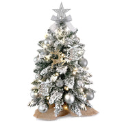 Sapin de Noël miniature de 60 cm avec lumières, décoration artificielle de table avec neige floquée, décoration raffinée et boules de Noël pour la maison et le bureau 7