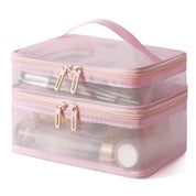 Lakelyn | Trousse de maquillage de voyage en maille large à double couche