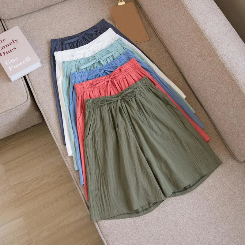 FINA | Shorts i bomull og lin, midtlange