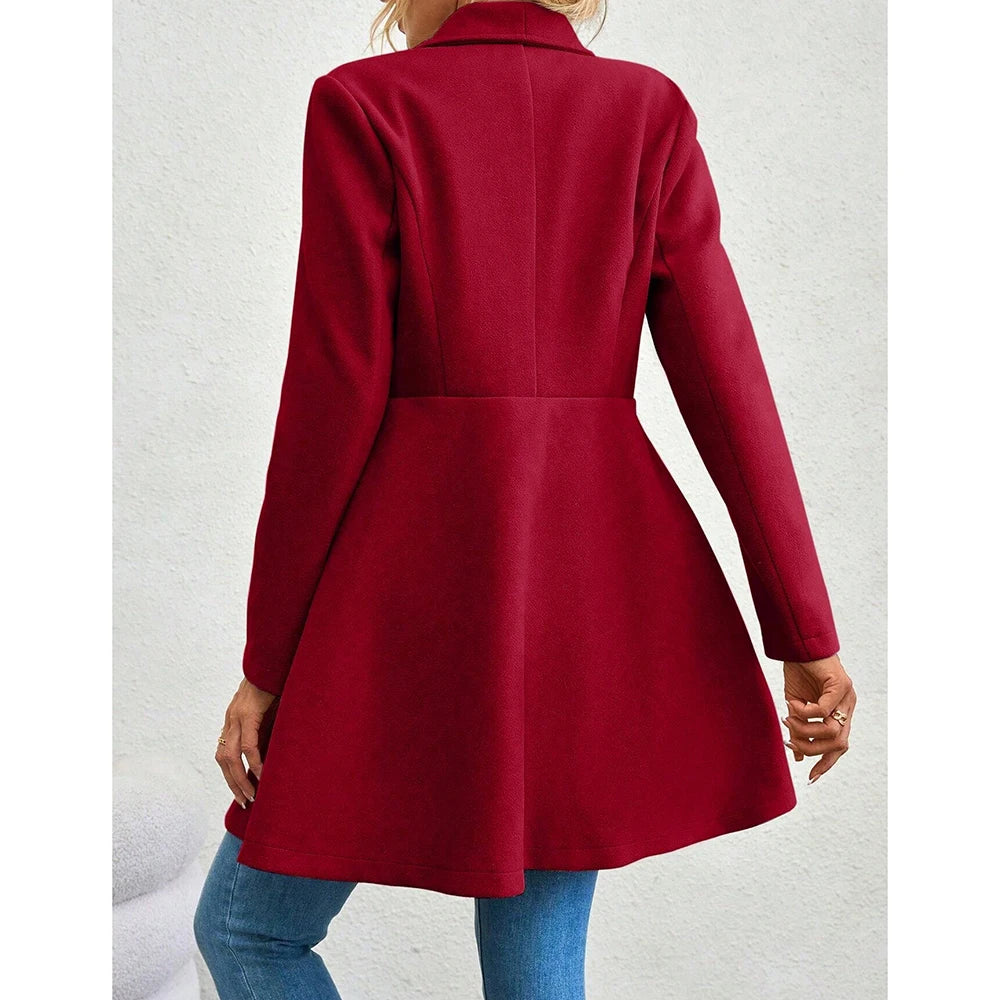 Mia | Manteau Rouge Élégant à Revers