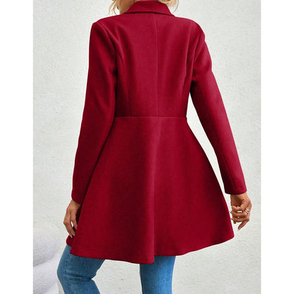 Mia | Manteau Rouge Élégant à Revers