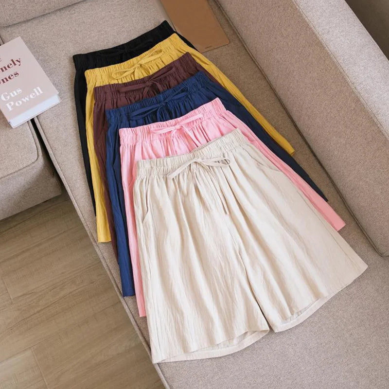 FINA | Shorts i bomull og lin, midtlange