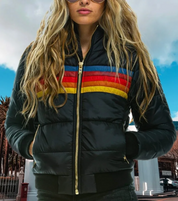 Karina | Elegant Retro Winter Jacket for Women with Striped Pattern