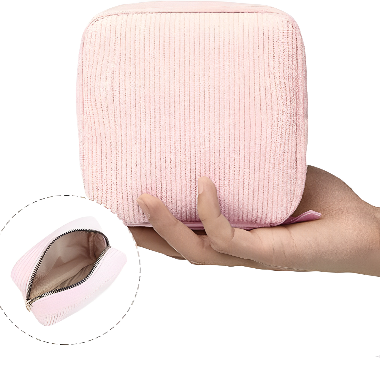 Aura | Trousse de maquillage en velours côtelé tendance et spacieuse