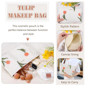 Nataly | Sac de maquillage en toile matelassée à motif tulipe
