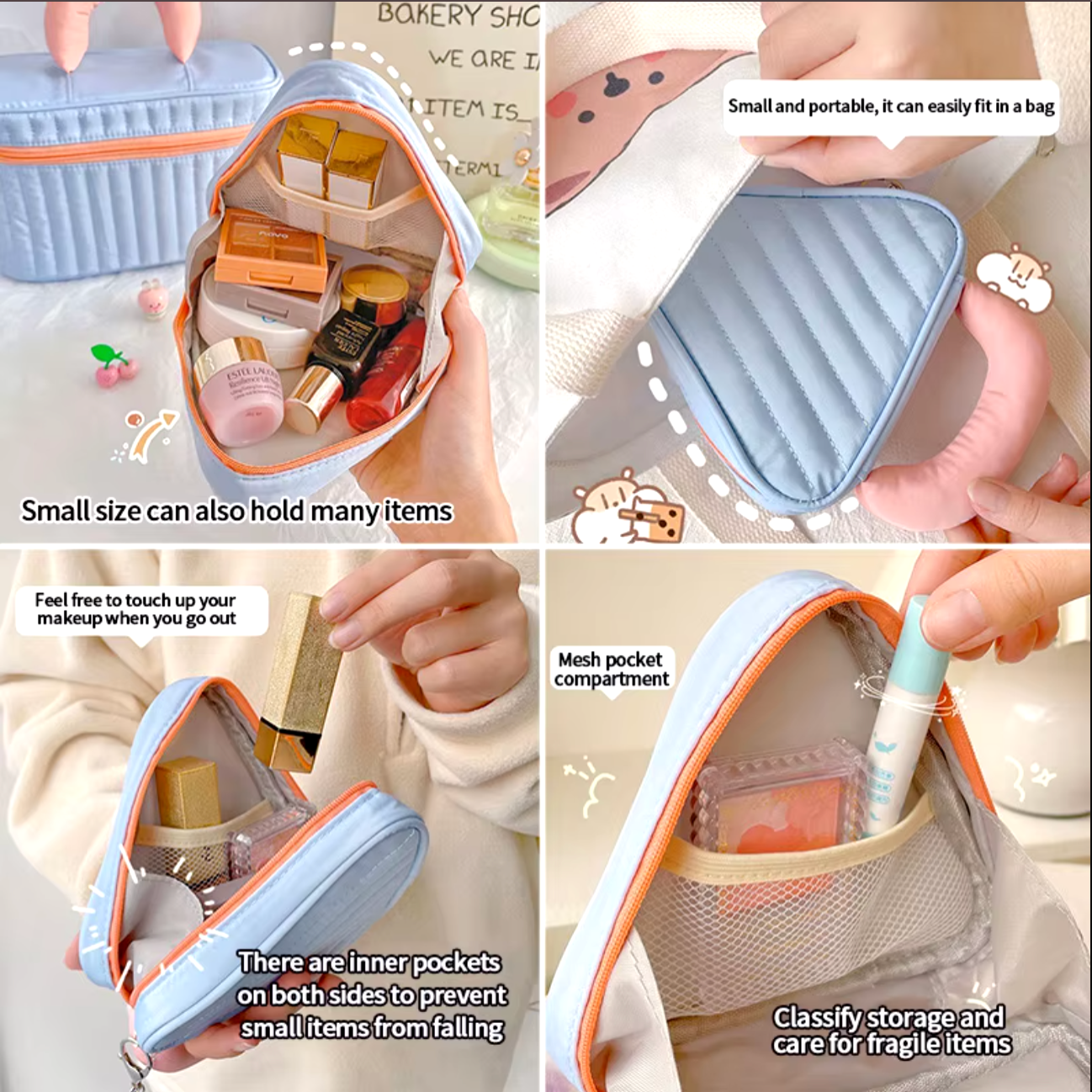 Bailee | Trousse de maquillage en triangle de couleur contrastée